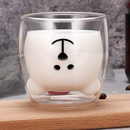 Bear Tea Cup Coffee Mug Milk Double Wall Glass Cute Cup Gift for Women Men Christmas Valentine's ... | Amazon (UK)