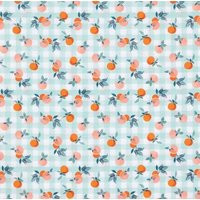 Gingham & Peaches Fabric, Fruits 100% Cotton, Apparel Fabric By The Yard, Accessories Sage, Orange, Peach Colored | Etsy (US)