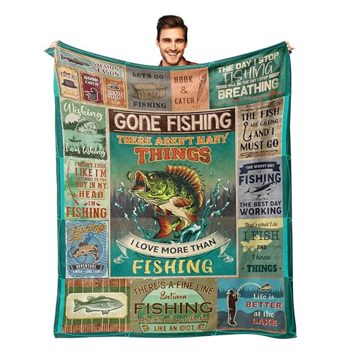 Ryubein Fishing Gifts for Men, Fishings Gifts, Fish Gifts for Men Unique, Gifts for Fisherman, Fish Gifts for Boy/Dad/Women, Gifts for Man Who Love Fishings, Fishing Blanket 60" X 80" | Amazon (US)