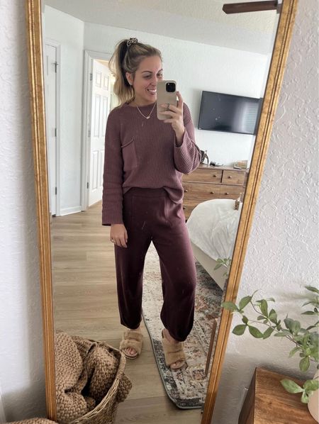 It’s chilly in Florida today, stay cozy in this lounge set 🤎 And be sure to grab these slippers, 46% off right now!! #amazon #loungewear 

#LTKsalealert #LTKSeasonal #LTKfindsunder50