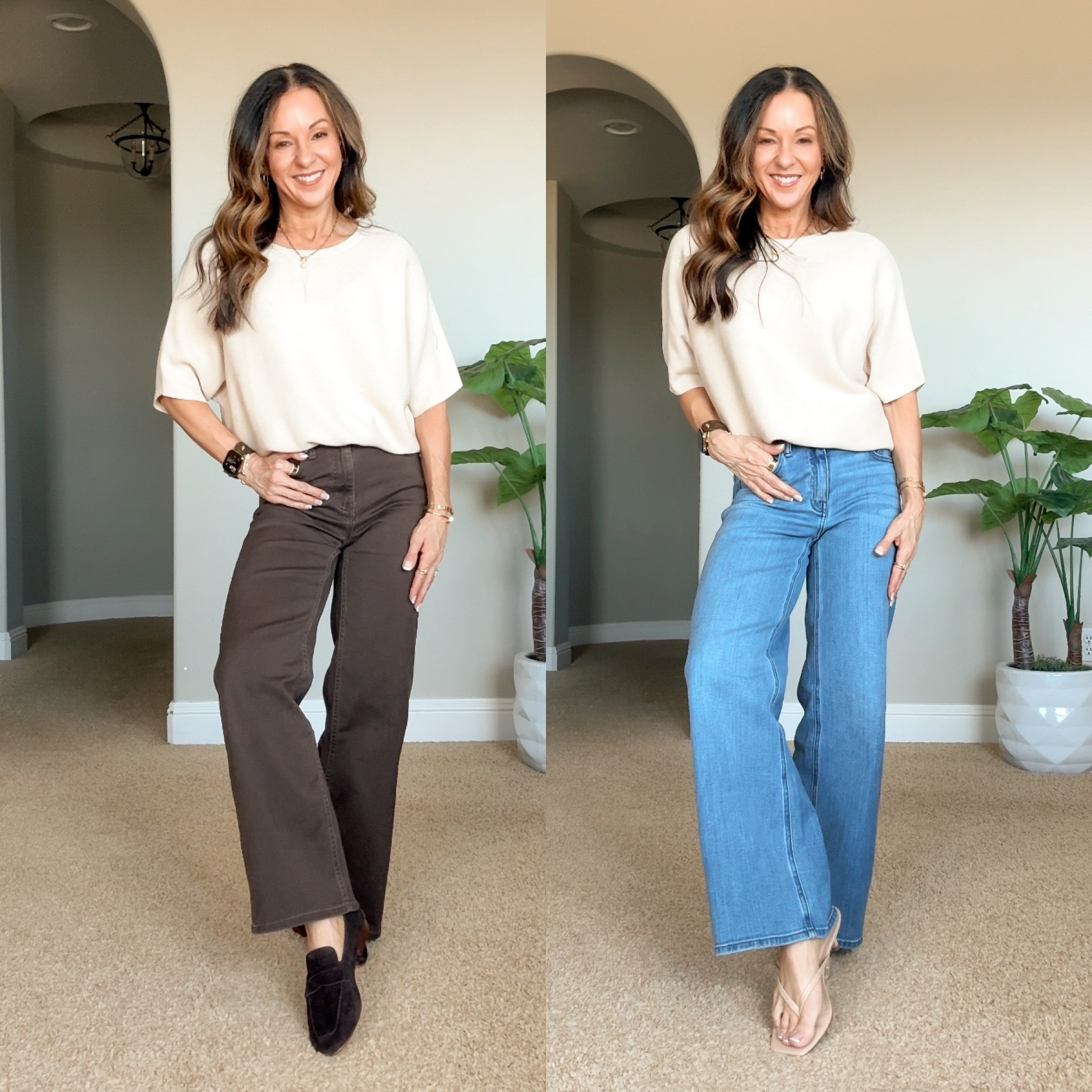 @Quince Fall Try on!
Bella Wide Leg Jeans come in 4 length options!
For ref: I'm 5'1", 107lbs
I wear a size 24 Short in jeans and XS in sweaters.
Italian suede loafers run TTS.
#quincepartner
#LTKOver40 #LTKPetite #LTKWorkwear