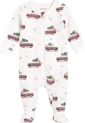 Holiday Cars Fitted One-Piece Organic Cotton Pajamas | Nordstrom