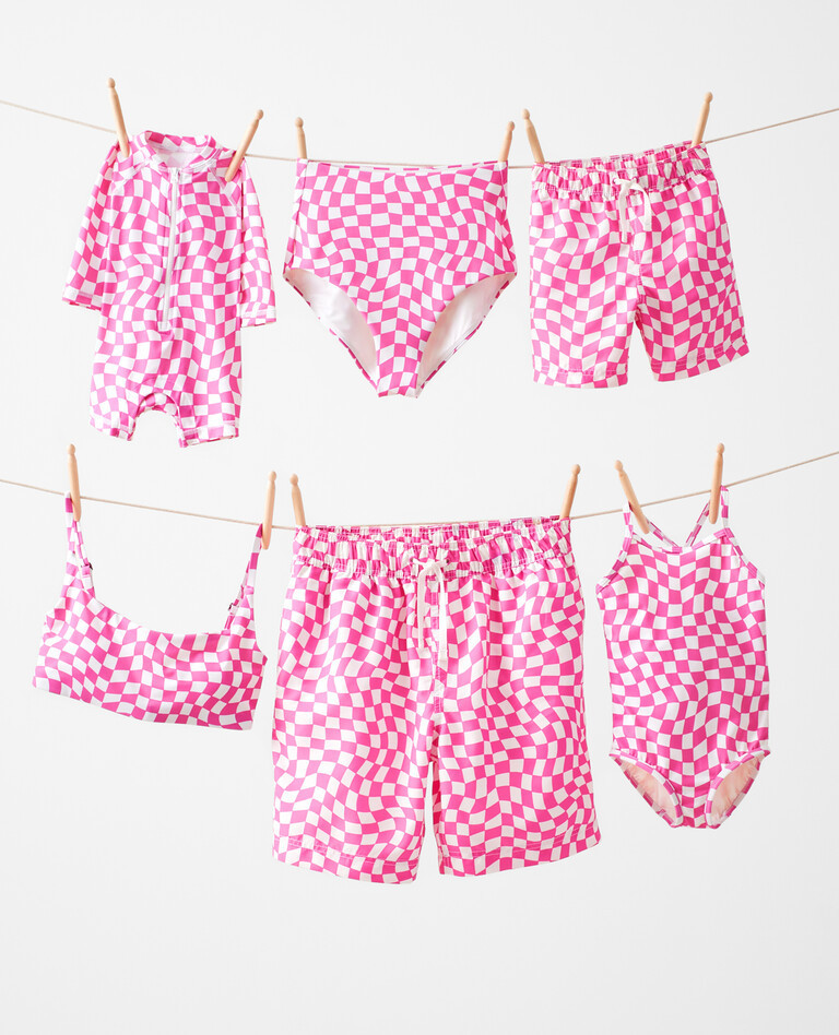 Pink Checker Flag Matching Family Swimwear Set | Hanna Andersson