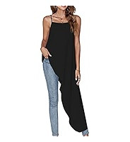 Umenlele Women's High Low Tunic Top Sleeveless Square Neck Asymmetrical Hem Cami Blouse Loose Fit Casual Flowy Tank Tops | Amazon (US)