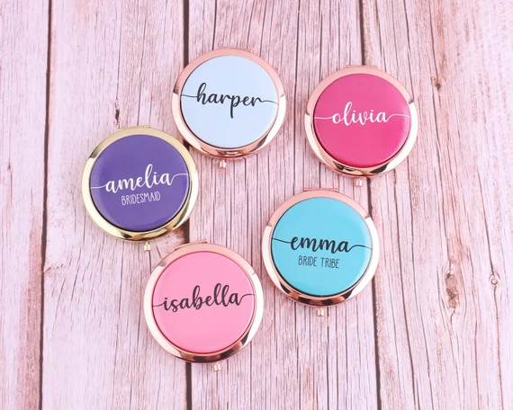 Personalized Name Metal Compact Mirrors for Bridesmaid Wedding | Etsy | Etsy (US)