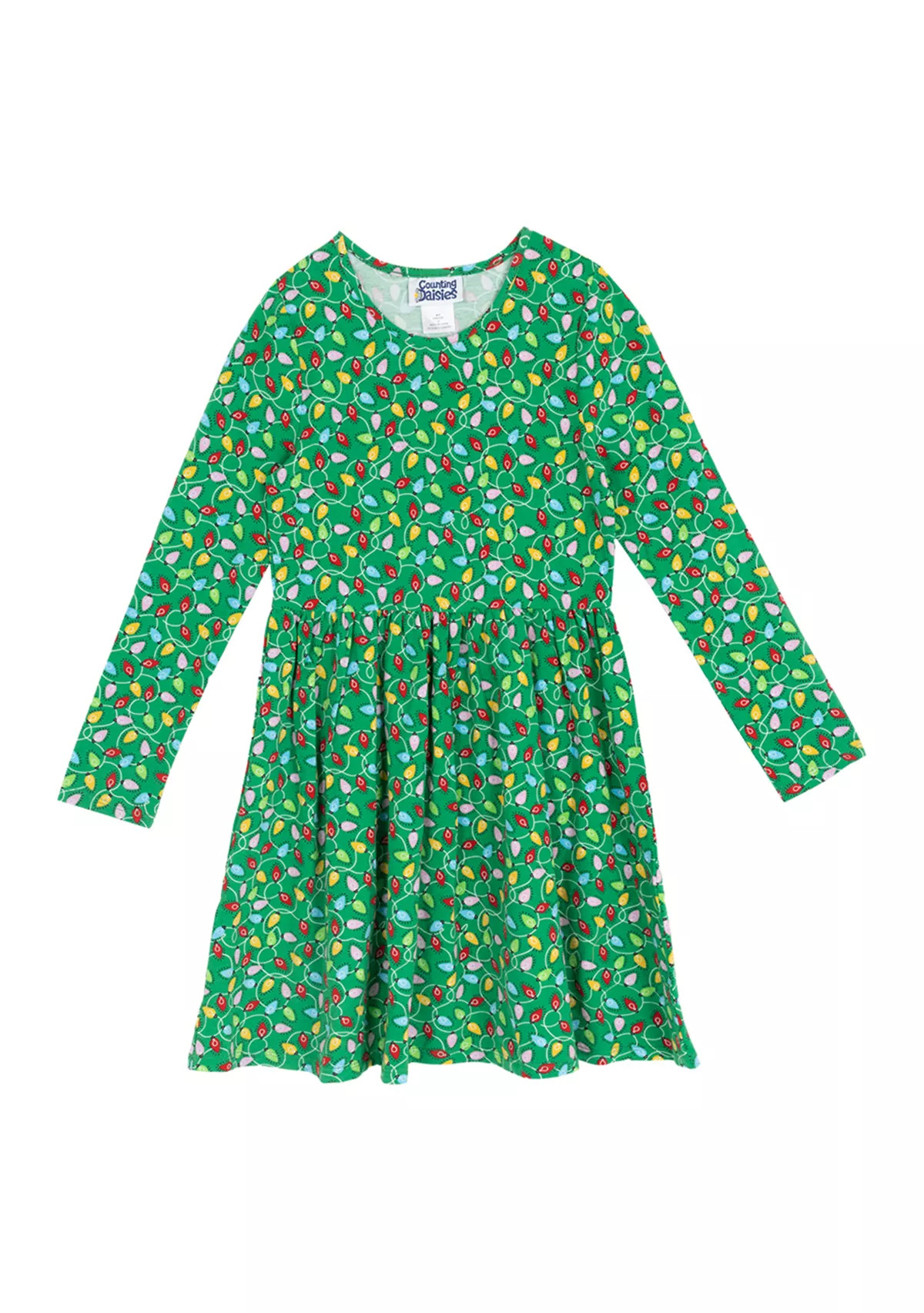 Girl 7-16  Long Sleeve Christmas Lights Print Dress | Belk