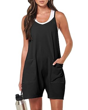 ANRABESS Women's Summer Casual Sleeveless Rompers Loose Spaghetti Strap Shorts Overalls Jumpsuit ... | Amazon (US)