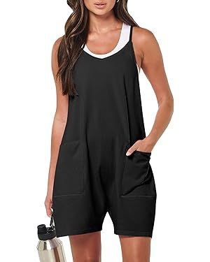 ANRABESS Women's Summer Casual Sleeveless Rompers Loose Spaghetti Strap Shorts Overalls Jumpsuit ... | Amazon (US)