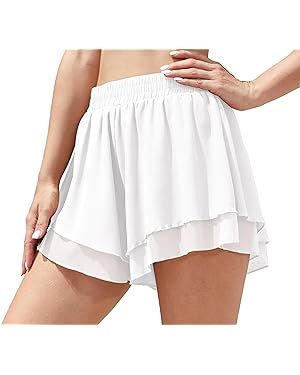 Jouica 2 in 1 Flowy Shorts for Women Gym Yoga Athletic Workout Running Trendy Shorts Comfy Lounge... | Amazon (US)