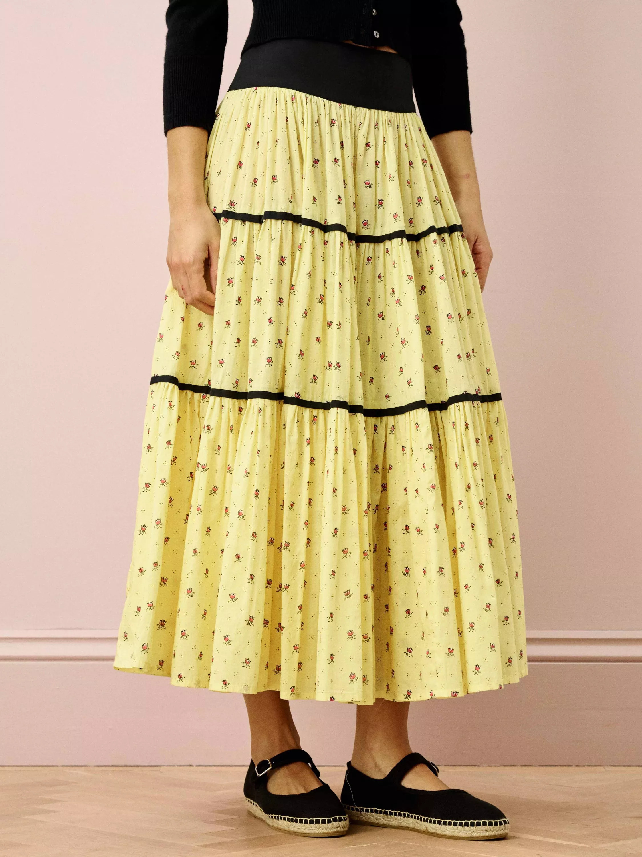 Floral Tiered Maxi Skirt, Vanilla Bud | John Lewis (UK)
