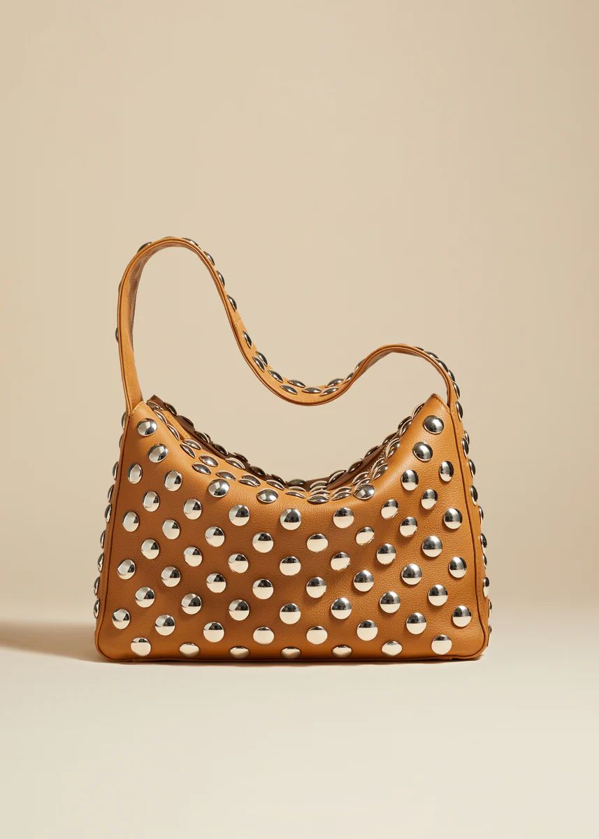 The Elena Bag in Nougat Leather with Studs | Khaite