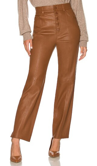The Kristina Leather Pant in Brown | Revolve Clothing (Global)