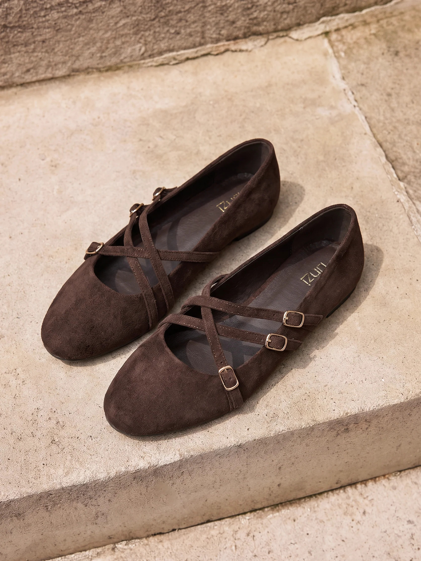 Linzi Shoes - Matrix Brown Mary Jane Flats- 5 | Linzi Shoes