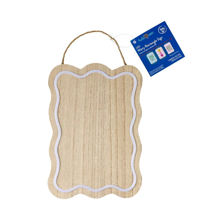 LED Wooden Wavy Rectangle Sign Paint Kit, Unfinished Wood Surface, Hello Hobby, 7.4 in. x 1.4 in.... | Walmart (US)