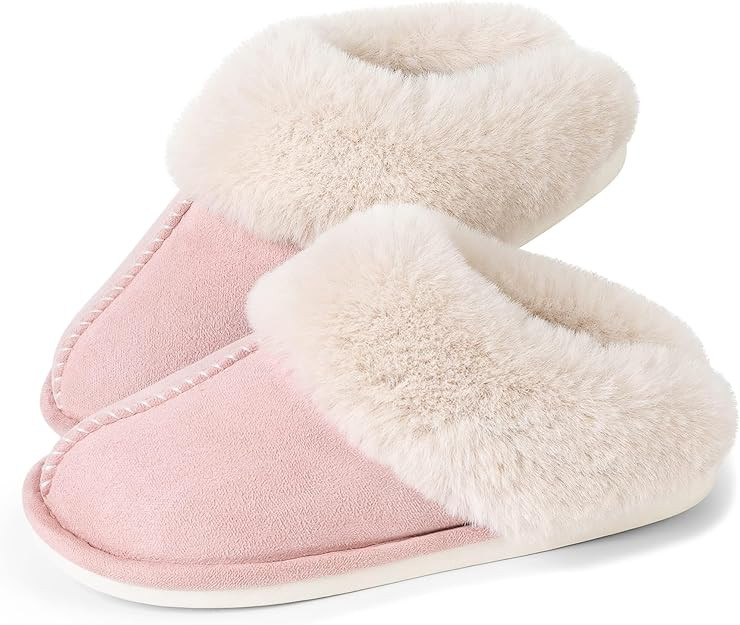 Women’s Warm Fuzzy Slippers – Cozy Gift for Her, Memory Foam Indoor House Shoes, Soft Faux Fu... | Amazon (US)