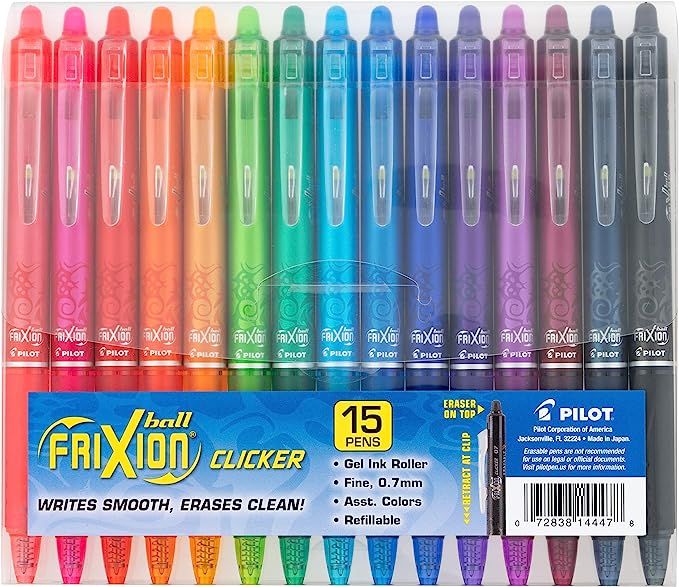 PILOT FriXion Clicker Erasable, Refillable & Retractable Gel Ink Pens, Fine Point, Assorted Color... | Amazon (US)