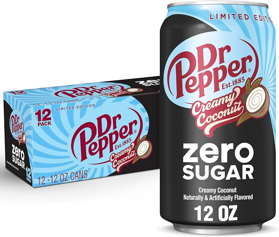 Dr Pepper Zero Sugar Creamy Coconut Soda, 12 fl oz cans, 12 Pack | Amazon (US)