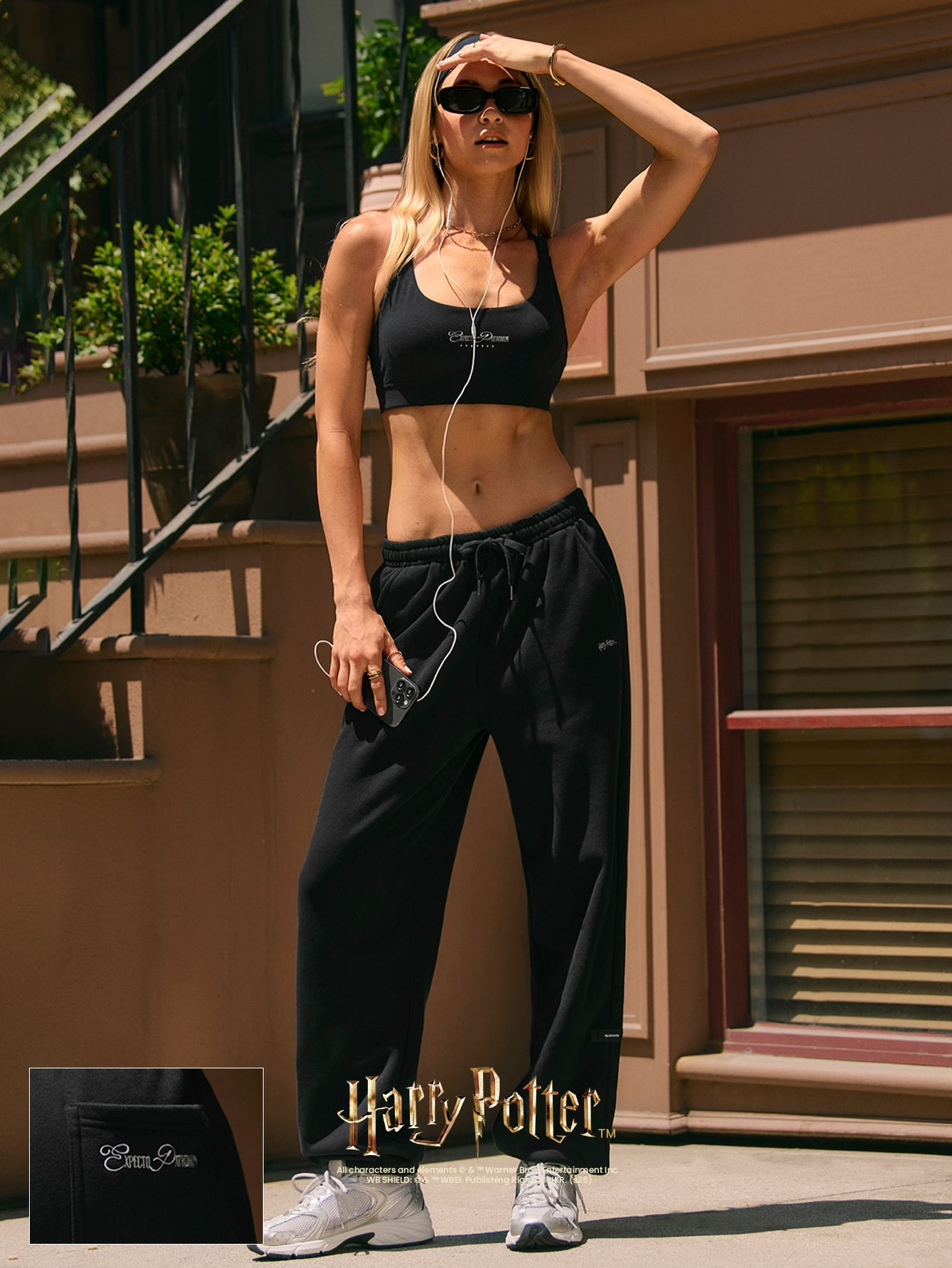 GLOWMODE X Harry Potter 28'' Everyday Fleece Expecto Patronum Relaxed Fleece Sweatpants With Pockets & Drawstring Waist Daily Casual Summer Wear | Glowmode