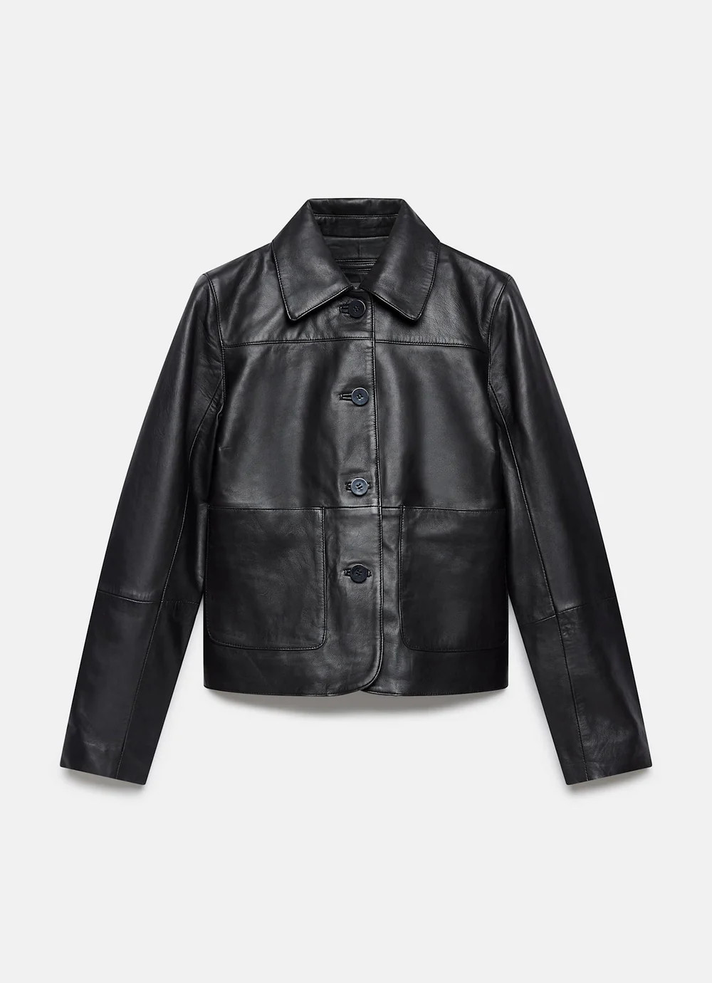 Black Leather Pocket Detail Jacket | Mint Velvet
