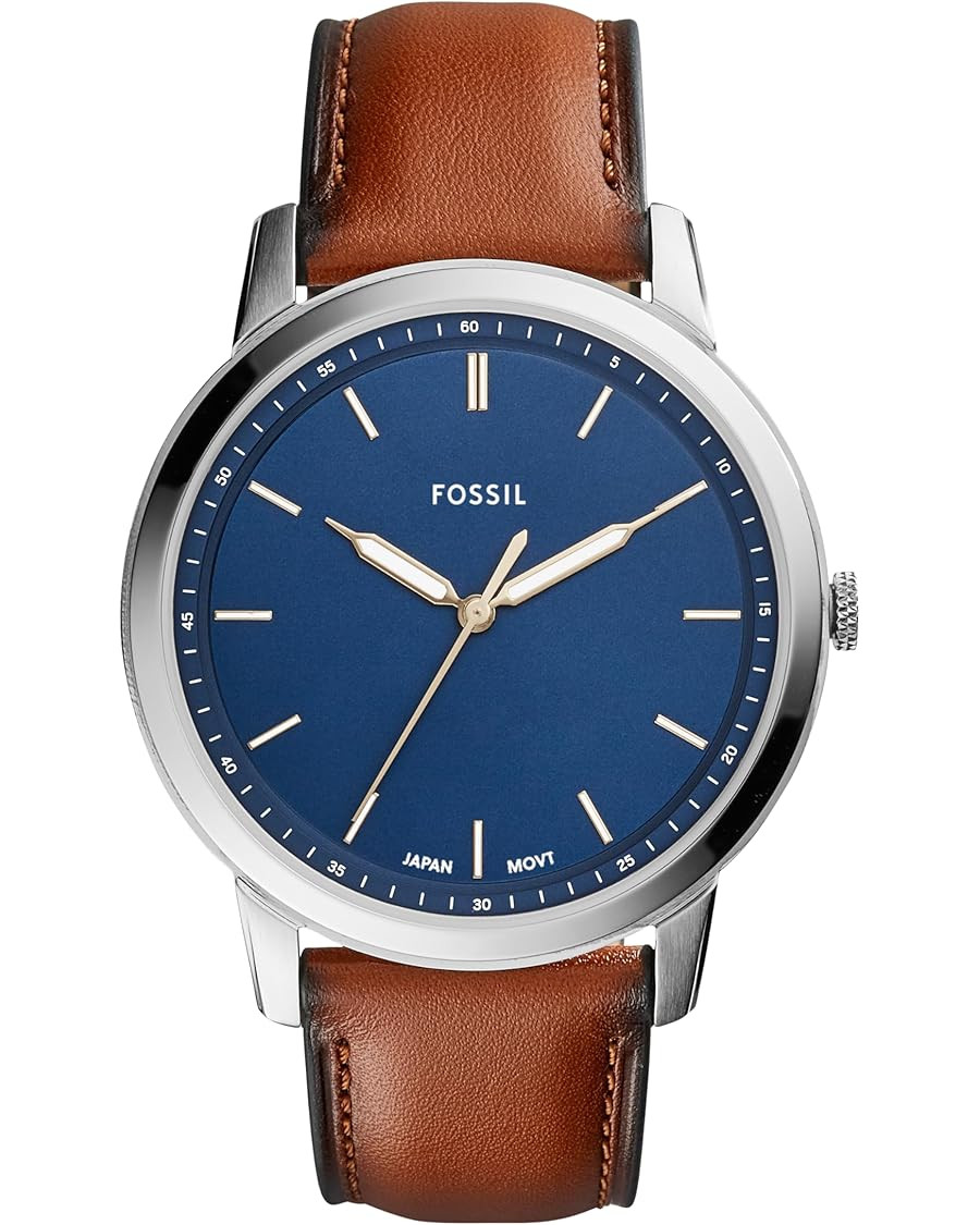 Fossil Minimalist Men's Watch with Leather or Stainless Steel Band, Chronograph or Analog Watch D... | Amazon (US)