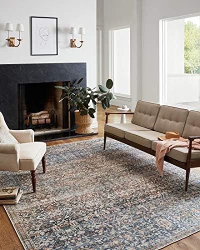 Chris Loves Julia x Loloi Jules JUL-06 Denim / Spice Oriental Area Rug 7'-6" x 9'-6" | Amazon (US)