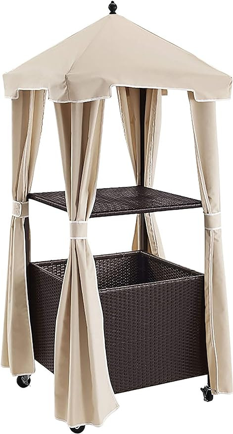 Crosley Furniture Palm Harbor Wicker Towel Valet Caddy, Covered Rolling Outdoor Storage for Pool ... | Amazon (US)