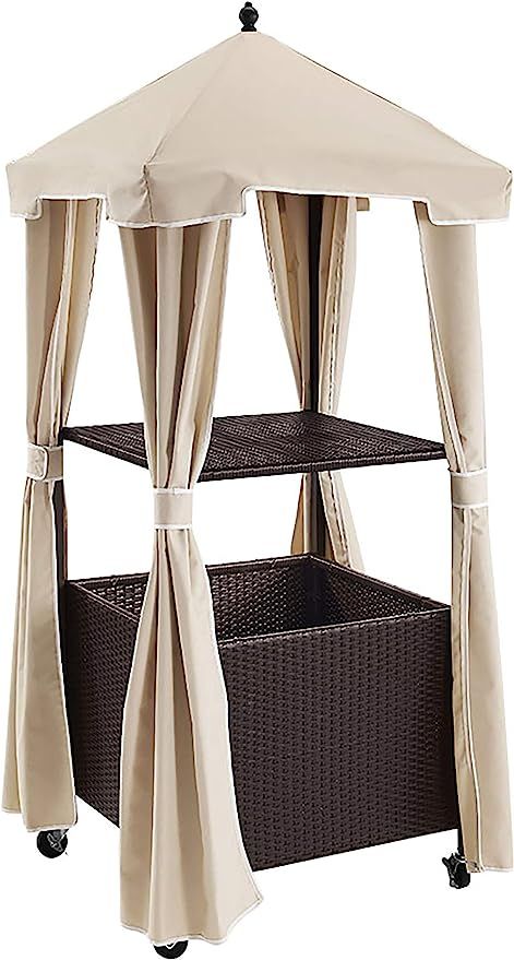 Crosley Furniture Palm Harbor Outdoor Wicker Rolling Towel Valet with Sand Cover - Brown | Amazon (US)