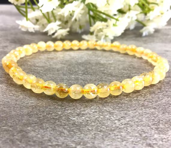 4mm Natural Citrine Bracelet, Healing Crystals Bracelet, Success Abundance Wealth, Stretchy brace... | Etsy (US)