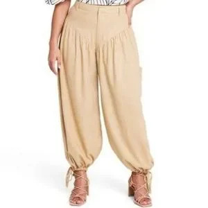?nwt fe noel yoke high rise khaki linen blend pants | Poshmark