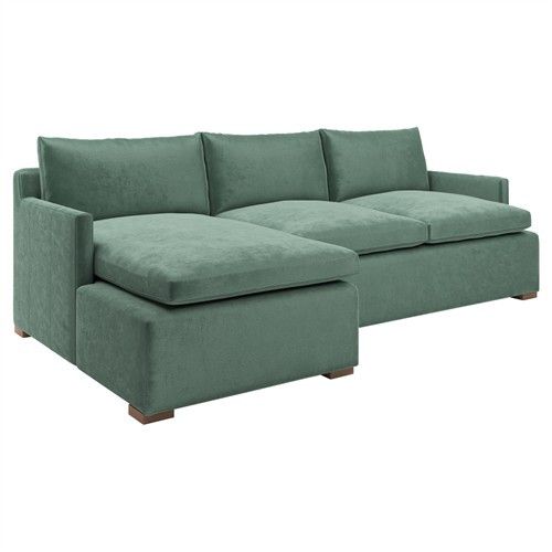 Harley Stone Pine Performance Velvet Chaise Sectional - Left Chaise - 110" | Kathy Kuo Home