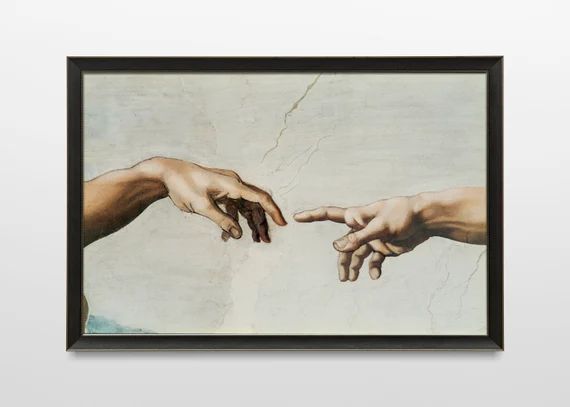 Michelangelo Poster the Creation of Adam Hands Touching | Etsy | Etsy (US)