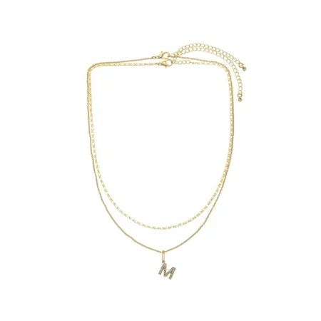 Time and Tru Goldtone Initial Letter M Necklace Set for Women 2 Piece Set | Walmart (US)