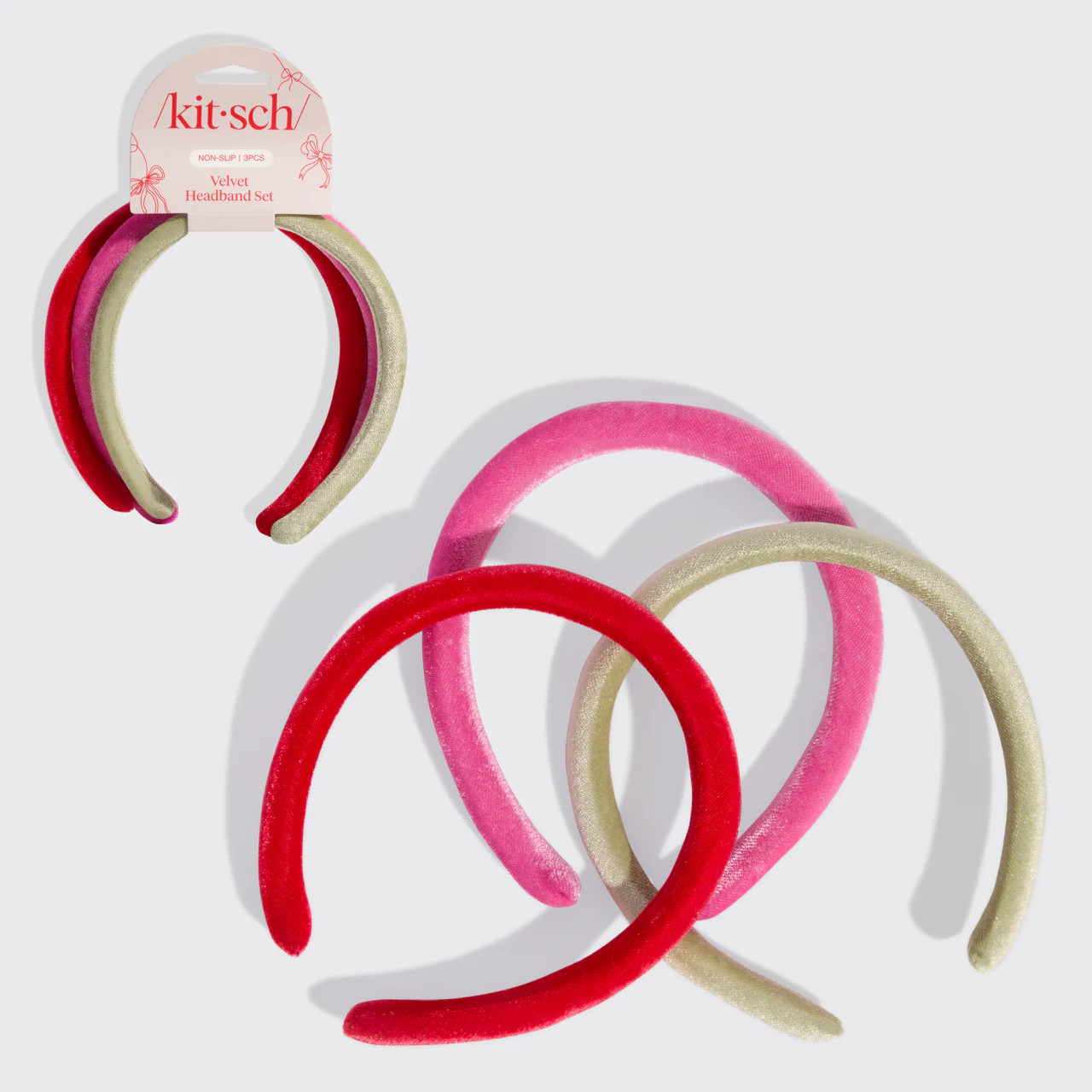 Red, Pink & Green Velvet Headbands | Kitsch