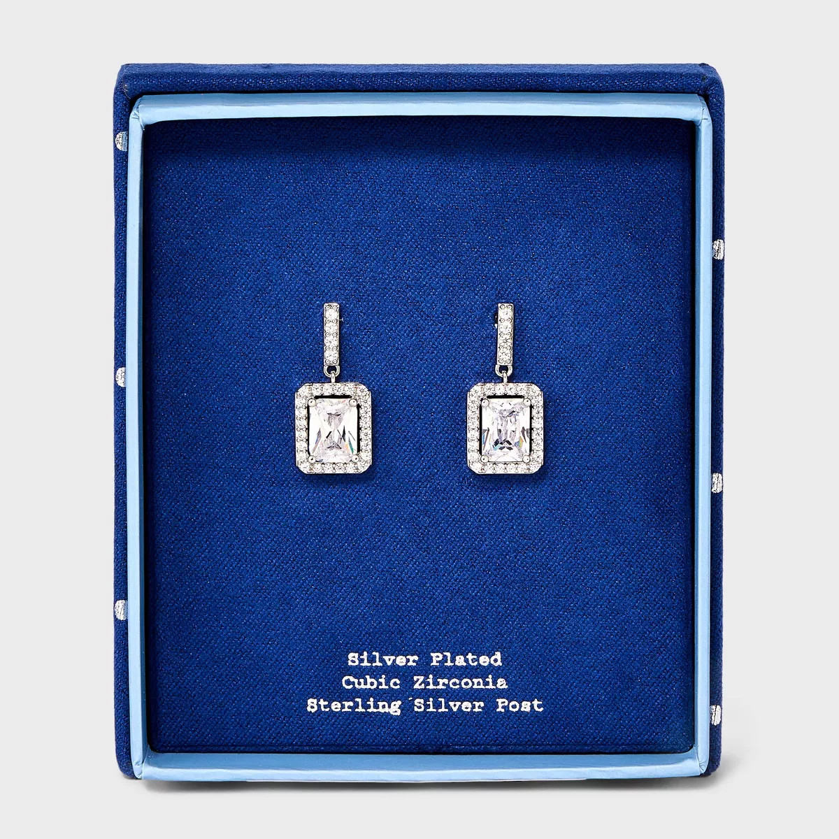 Silver Plated Halo Emerald Cubic Zirconia Drop Earrings | Target