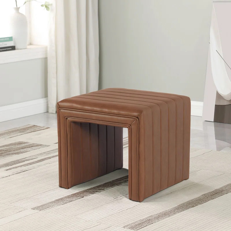 Askolds Modern Channel Ottoman - Faux Leather | Wayfair North America