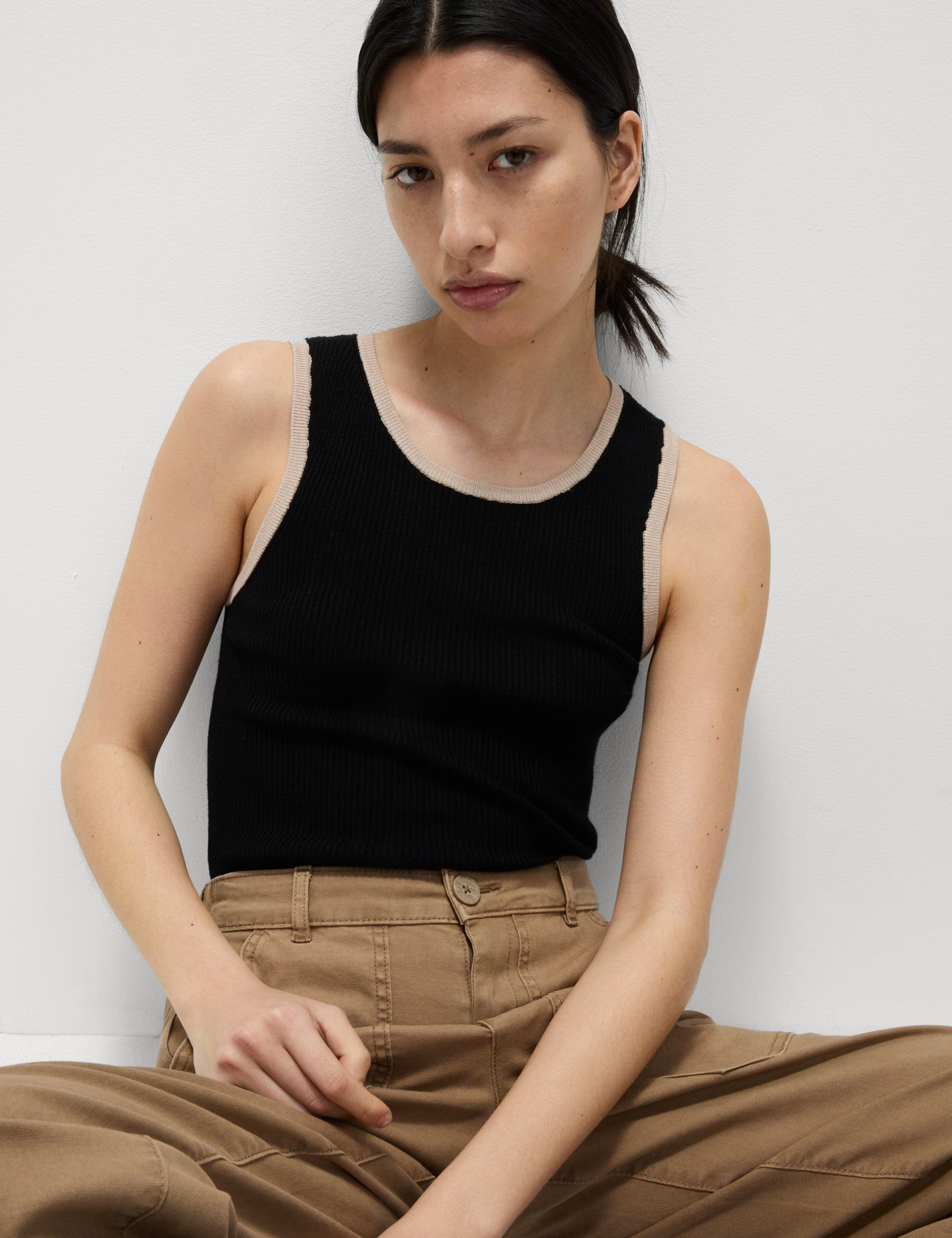 Ribbed Fitted Tipped Detail Vest | Marks & Spencer (UK)