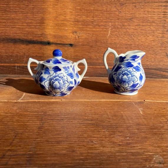 Blue and White Sugar Creamer Mini Child Set | Etsy (US)