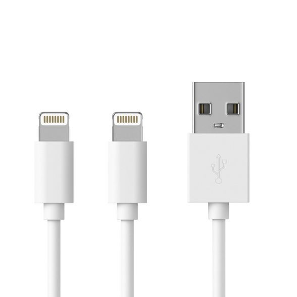 Just Wireless 6ft TPU Lightning to USB-A Cable Dual Pack - White | Target