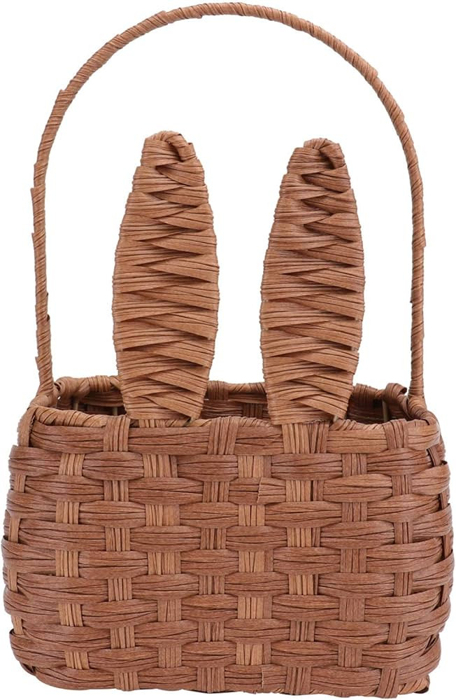 Cabilock Woven Basket Wicker Rattan Storage Basket Box Picnic Basket Laundry Basket with Bunny Ea... | Amazon (US)