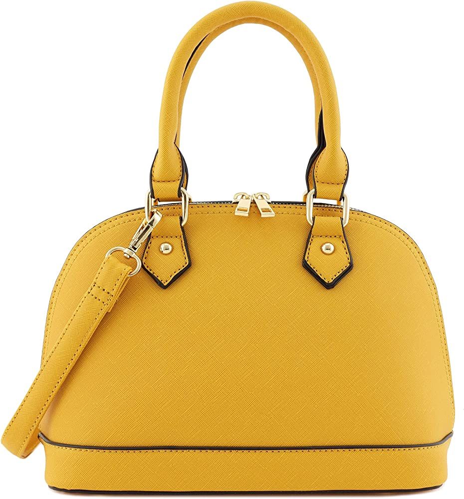 Amazon.com: fashionpuzzle Zip-Around Classic Dome Satchel (Mustard) : Clothing, Shoes & Jewelry | Amazon (US)