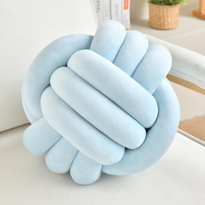 Knot Pillow Ball Ice Blue 8 Inch Small Decorative Throw Pillow | Amazon (US)