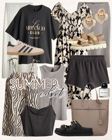 Shop these H&M summer outfit finds! H and M graphic tee, mini dress, maxi skirt, matching set, sweater shorts, maxi dress, Sam Edelman Reid sandals, Adidas Gazelle , Tory Burch Kira Rope, Saint Laurent tote and more! 

Follow my shop @thehouseofsequins on the @shop.LTK app to shop this post and get my exclusive app-only content!

#liketkit 
@shop.ltk
https://liketk.it/4IDwu