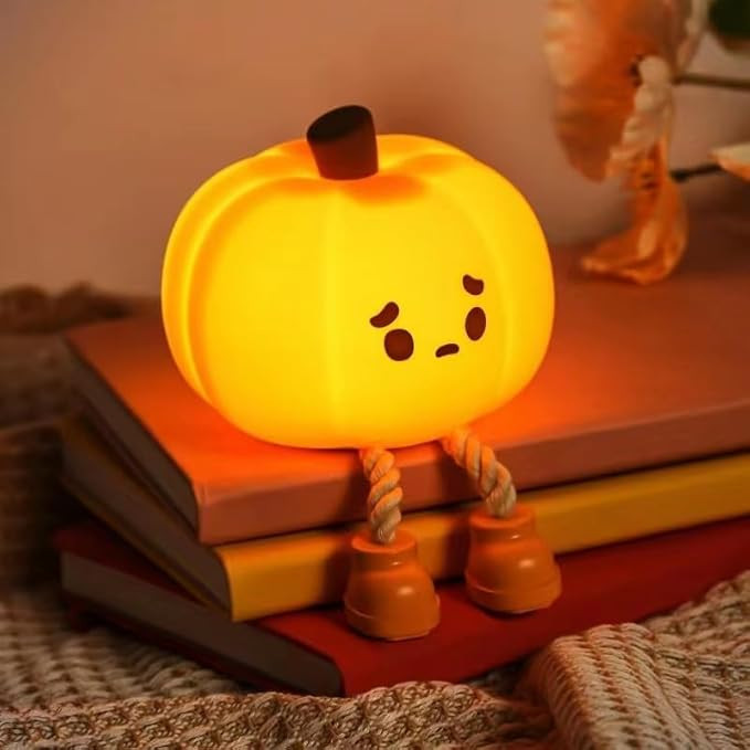 Pumpkin Night Light, Cute LED Lamp, Silicone Dimmable Nursery Nightlight for Kids, Silicone Recha... | Amazon (US)