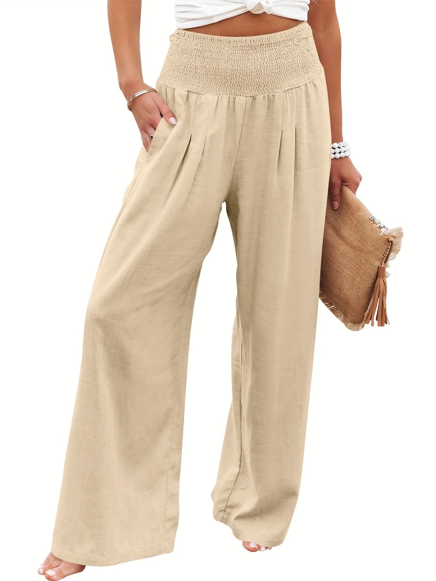 Zenbriele High Waisted Wide Leg Pants for Women Yoga Boho Palazzo Lounge Trousers | Walmart (US)
