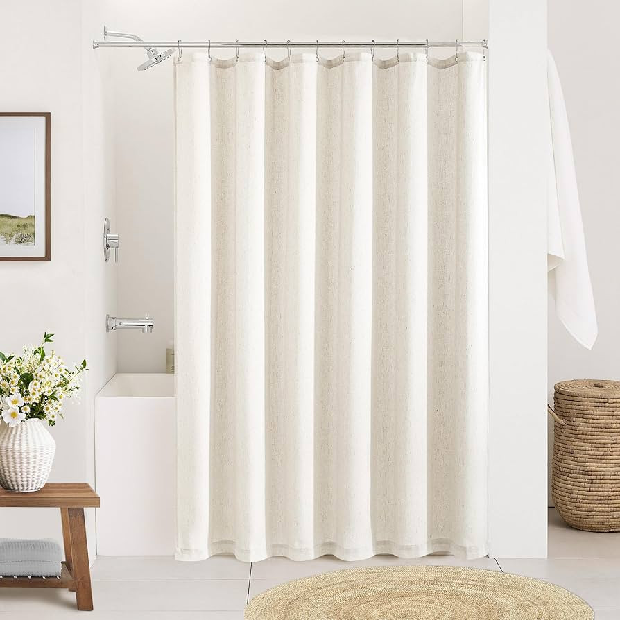 Natural Cream Linen Shower Curtain Country Boho Farmhouse Bathroom Decor Beige Shower Curtains 78... | Amazon (US)