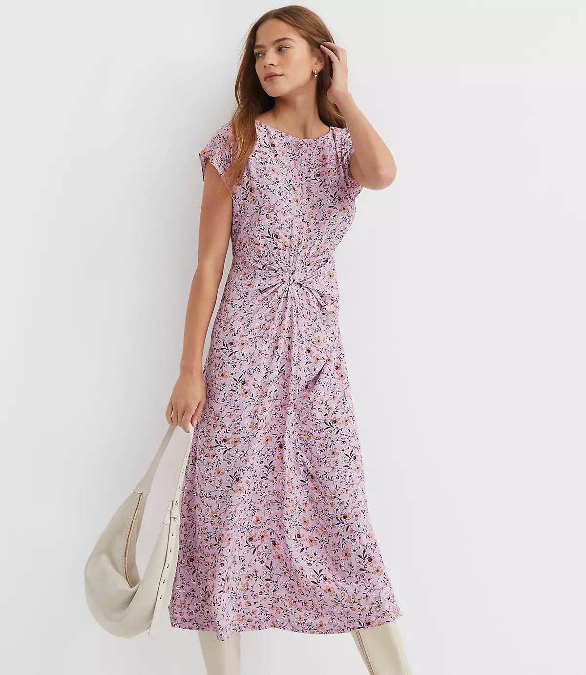 Floral Knotted Midi Dress | LOFT