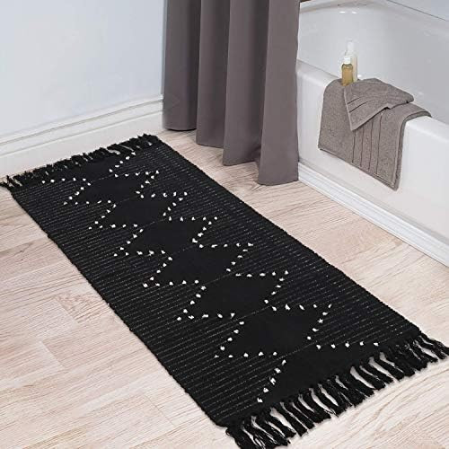 Boho Rug Runner 2' x 4.3', KIMODE Farmhouse Cotton Woven Small Tassels Traffic Area Rug, Washable... | Amazon (US)