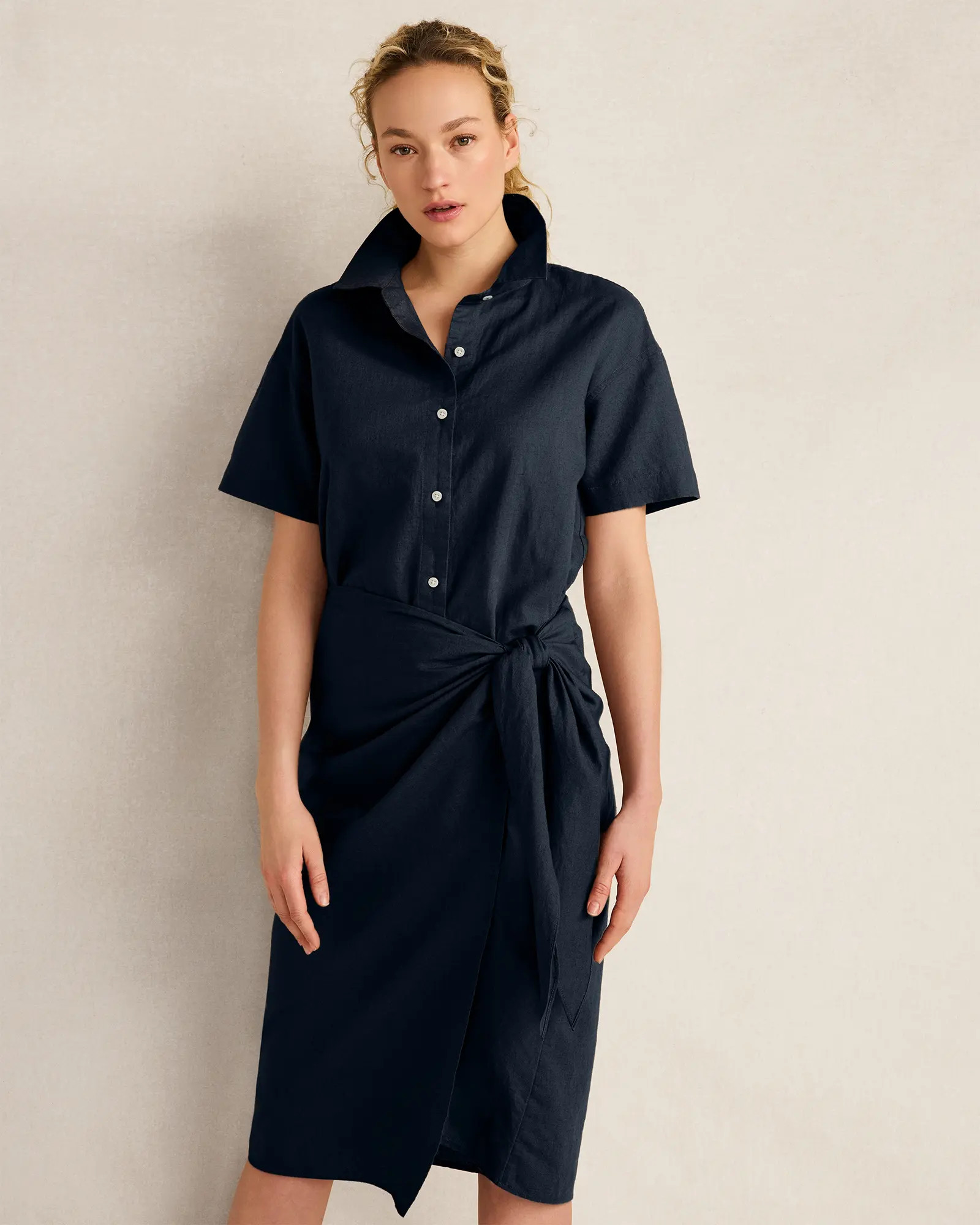 Organic Cotton Linen Wrap Dress (Women) | Nordstrom | Nordstrom