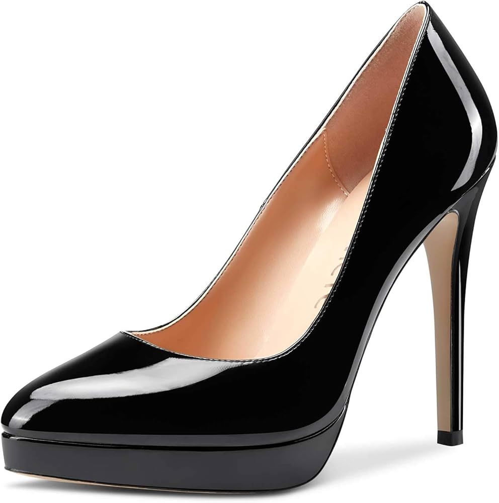 Castamere Womens High Heels Platform Pumps Slip-on Stilettos 12CM Heel Office Dress Shoes | Amazon (US)