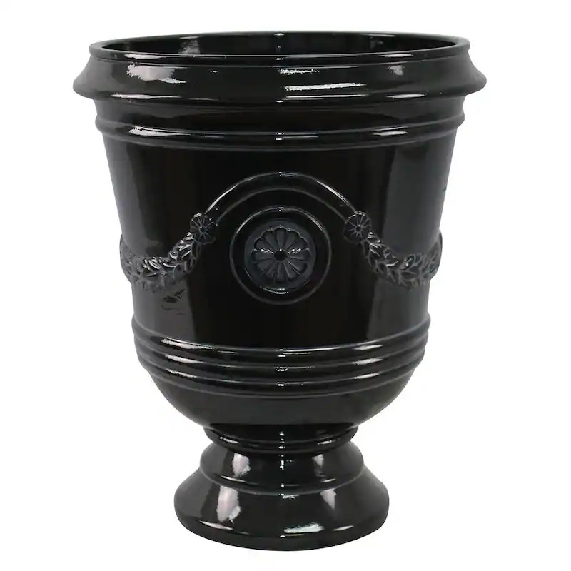 Southern Patio Porter Resin Urn Planter - Black | Overstock